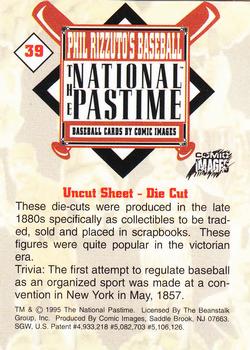 1995 Comic Images Phil Rizzuto's Baseball: The National Pastime #39 Uncut Sheet - Die Cut Back