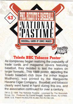 1995 Comic Images Phil Rizzuto's Baseball: The National Pastime #43 Toledo BBC Tobacco Poster Back