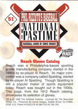 1995 Comic Images Phil Rizzuto's Baseball: The National Pastime #51 Reach Gloves Catalog Back