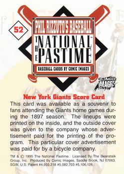 1995 Comic Images Phil Rizzuto's Baseball: The National Pastime #52 New York Giants Score Card Back