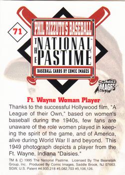 1995 Comic Images Phil Rizzuto's Baseball: The National Pastime #71 Ft. Wayne Woman Player Back