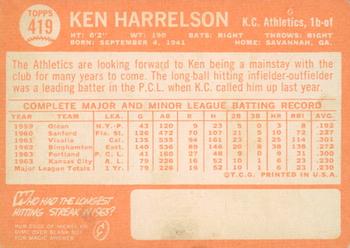 2013 Topps Heritage - 50th Anniversary Buybacks #419 Ken Harrelson Back