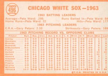 2013 Topps Heritage - 50th Anniversary Buybacks #496 Chicago White Sox Back