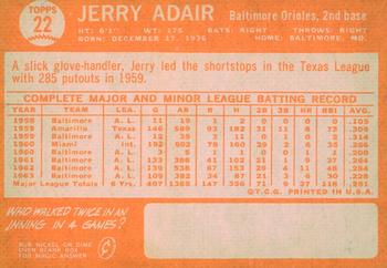 2013 Topps Heritage - 50th Anniversary Buybacks #22 Jerry Adair Back