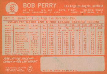 2013 Topps Heritage - 50th Anniversary Buybacks #48 Bob Perry Back