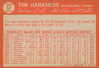 2013 Topps Heritage - 50th Anniversary Buybacks #57 Tim Harkness Back