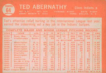 2013 Topps Heritage - 50th Anniversary Buybacks #64 Ted Abernathy Back