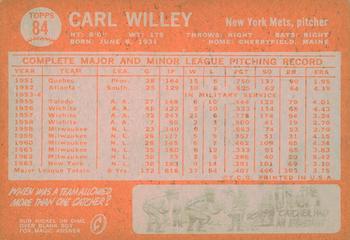 2013 Topps Heritage - 50th Anniversary Buybacks #84 Carl Willey Back