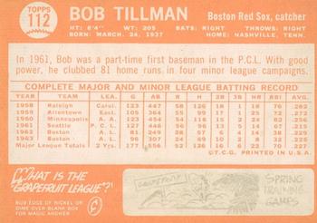 2013 Topps Heritage - 50th Anniversary Buybacks #112 Bob Tillman Back