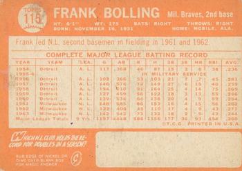 2013 Topps Heritage - 50th Anniversary Buybacks #115 Frank Bolling Back