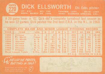 2013 Topps Heritage - 50th Anniversary Buybacks #220 Dick Ellsworth Back