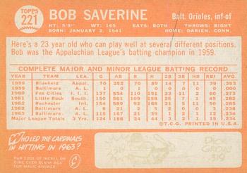 2013 Topps Heritage - 50th Anniversary Buybacks #221 Bob Saverine Back