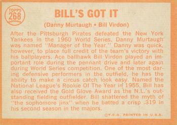 2013 Topps Heritage - 50th Anniversary Buybacks #268 Bill's Got It (Danny Murtaugh / Bill Virdon) Back