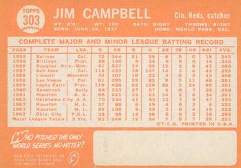 2013 Topps Heritage - 50th Anniversary Buybacks #303 Jim Campbell Back