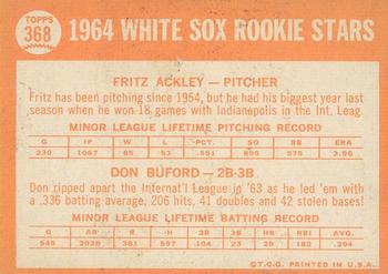 2013 Topps Heritage - 50th Anniversary Buybacks #368 White Sox 1964 Rookie Stars (Fritz Ackley / Don Buford) Back