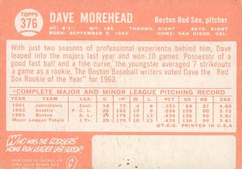 2013 Topps Heritage - 50th Anniversary Buybacks #376 Dave Morehead Back