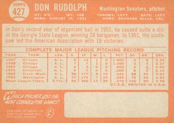 2013 Topps Heritage - 50th Anniversary Buybacks #427 Don Rudolph Back