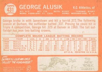 2013 Topps Heritage - 50th Anniversary Buybacks #431 George Alusik Back