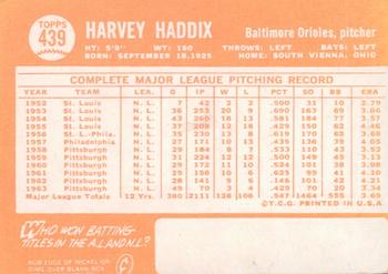 2013 Topps Heritage - 50th Anniversary Buybacks #439 Harvey Haddix Back