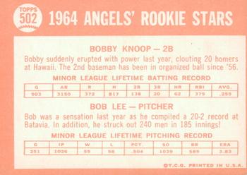 2013 Topps Heritage - 50th Anniversary Buybacks #502 Angels 1964 Rookie Stars (Bobby Knoop / Bob Lee) Back
