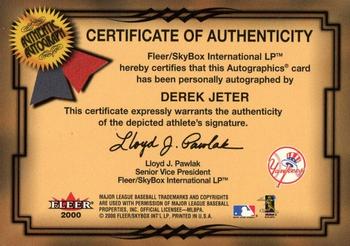 2001 Fleer Premium - Autographics Gold #NNO Derek Jeter Back