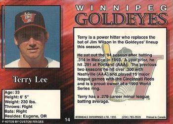 1995 R.E.L. Winnipeg Goldeyes #14 Terry Lee Back