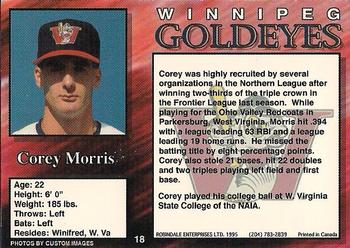 1995 R.E.L. Winnipeg Goldeyes #18 Corey Morris Back