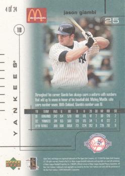 2003 Upper Deck McDonald's New York Yankees #4 Jason Giambi Back