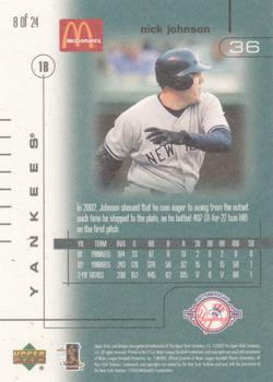 2003 Upper Deck McDonald's New York Yankees #8 Nick Johnson Back