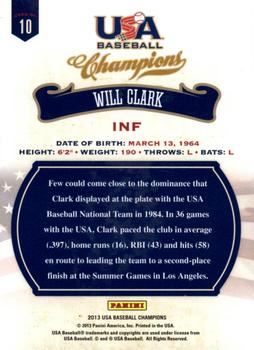 2013 Panini USA Baseball Champions #10 Will Clark Back