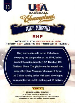 2013 Panini USA Baseball Champions #13 Mike Mussina Back