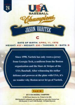 2013 Panini USA Baseball Champions #24 Jason Varitek Back