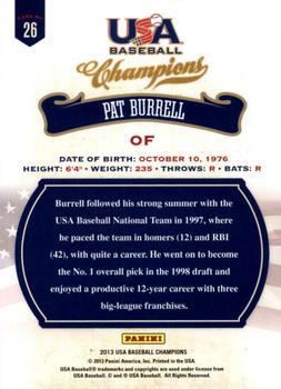 2013 Panini USA Baseball Champions #26 Pat Burrell Back