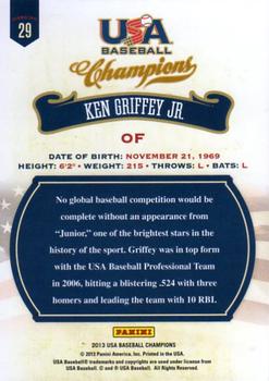 2013 Panini USA Baseball Champions #29 Ken Griffey Jr. Back