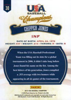 2013 Panini USA Baseball Champions #30 Chipper Jones Back