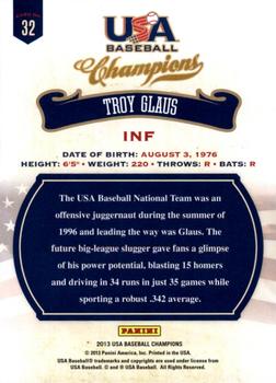 2013 Panini USA Baseball Champions #32 Troy Glaus Back