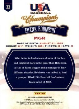 2013 Panini USA Baseball Champions #33 Frank Robinson Back