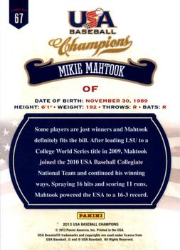 2013 Panini USA Baseball Champions #67 Mikie Mahtook Back