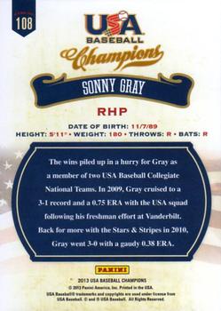 2013 Panini USA Baseball Champions #108 Sonny Gray Back