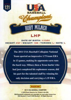 2013 Panini USA Baseball Champions #121 Hoby Milner Back