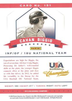 2013 Panini USA Baseball Champions #151 Cavan Biggio Back