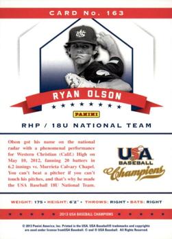 2013 Panini USA Baseball Champions #163 Ryan Olson Back
