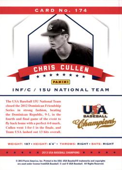 2013 Panini USA Baseball Champions #174 Chris Cullen Back