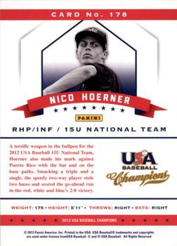 2013 Panini USA Baseball Champions #178 Nico Hoerner Back