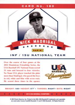 2013 Panini USA Baseball Champions #180 Nick Madrigal Back