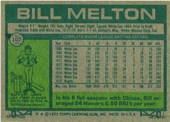 1977 Topps #107 Bill Melton Back