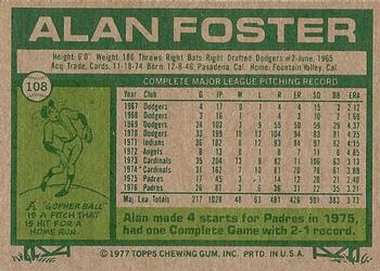 1977 Topps #108 Alan Foster Back