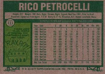1977 Topps #111 Rico Petrocelli Back