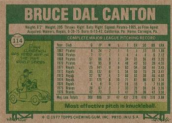1977 Topps #114 Bruce Dal Canton Back