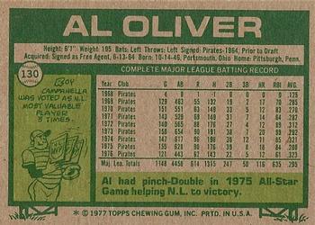 1977 Topps #130 Al Oliver Back